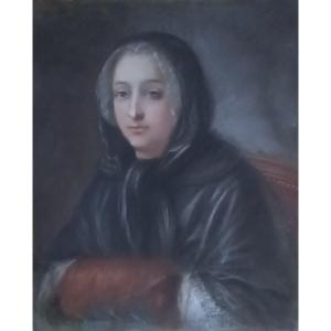 Femme au Manchon. XVIIIème Siècle. Pastel.