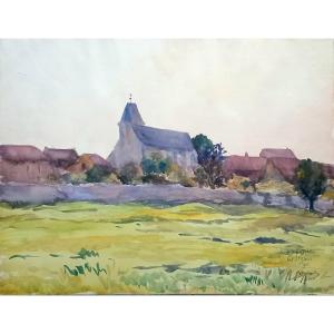 View Of The Village Vert-saint-denis. Lucien Jacques Delettrez ( 1890 - 1956 )
