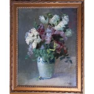 édouard Charton. Bouquet Of Lilacs In A Vase. Circa 1880.