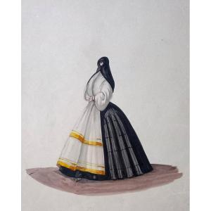 Pancho Fierro. Pérou. "Tapada". Aquarelle XIXème siècle. Circa 1840.