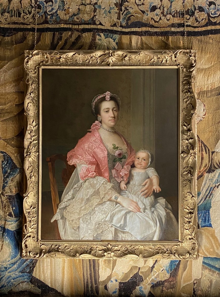 Portrait Of A Lady And Her Child Circa 1760 - British School - Studio Of Sir Allan Ramsay-photo-8