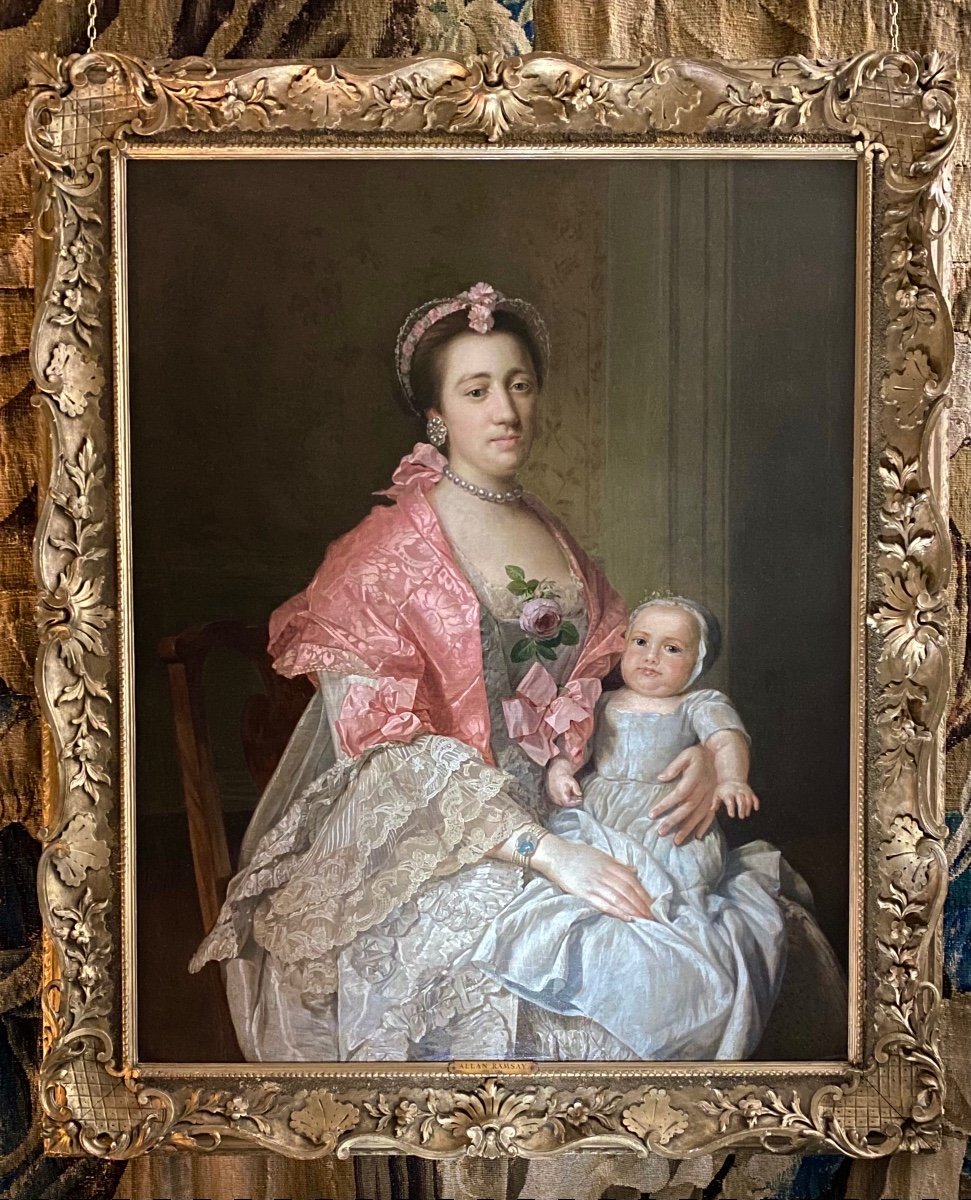 Portrait d'Une Dame Et De Son Enfant Vers 1760 - Ecole Britannique - Studio De Sir Allan Ramsay
