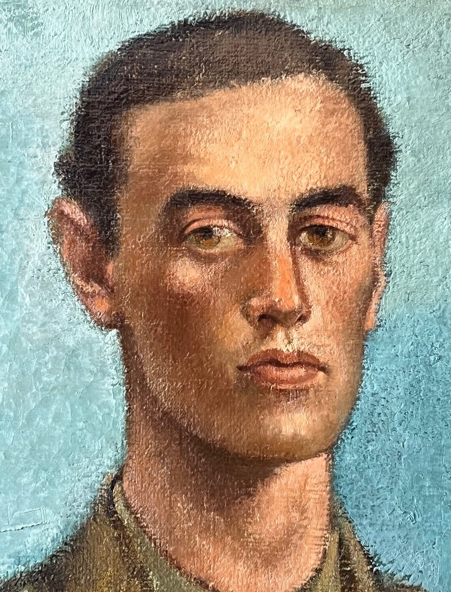 Oil On Canvas Portrait Of A Captain Of The Scottish Grays - Signed And Dated O'brien 1946.-photo-1