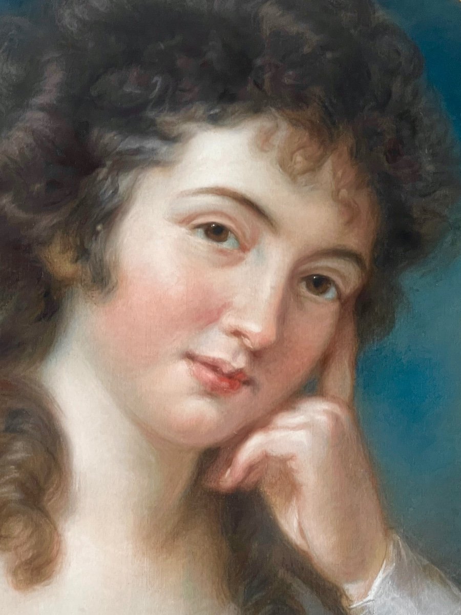 Portrait Au Pastel De Miss Mary Linwood Avec Un Livre Intitulé Da 'Vinci Sur La Peinture'-photo-3