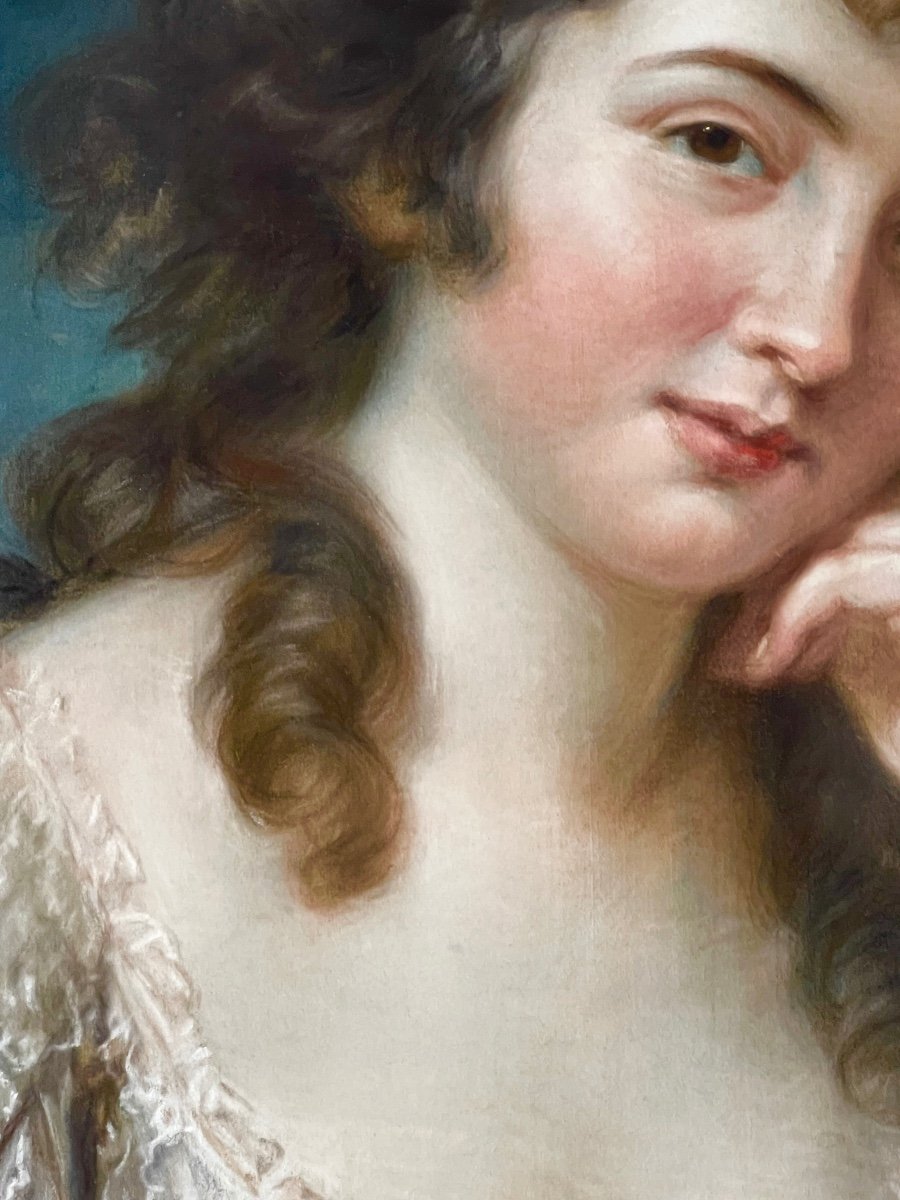 Portrait Au Pastel De Miss Mary Linwood Avec Un Livre Intitulé Da 'Vinci Sur La Peinture'-photo-4
