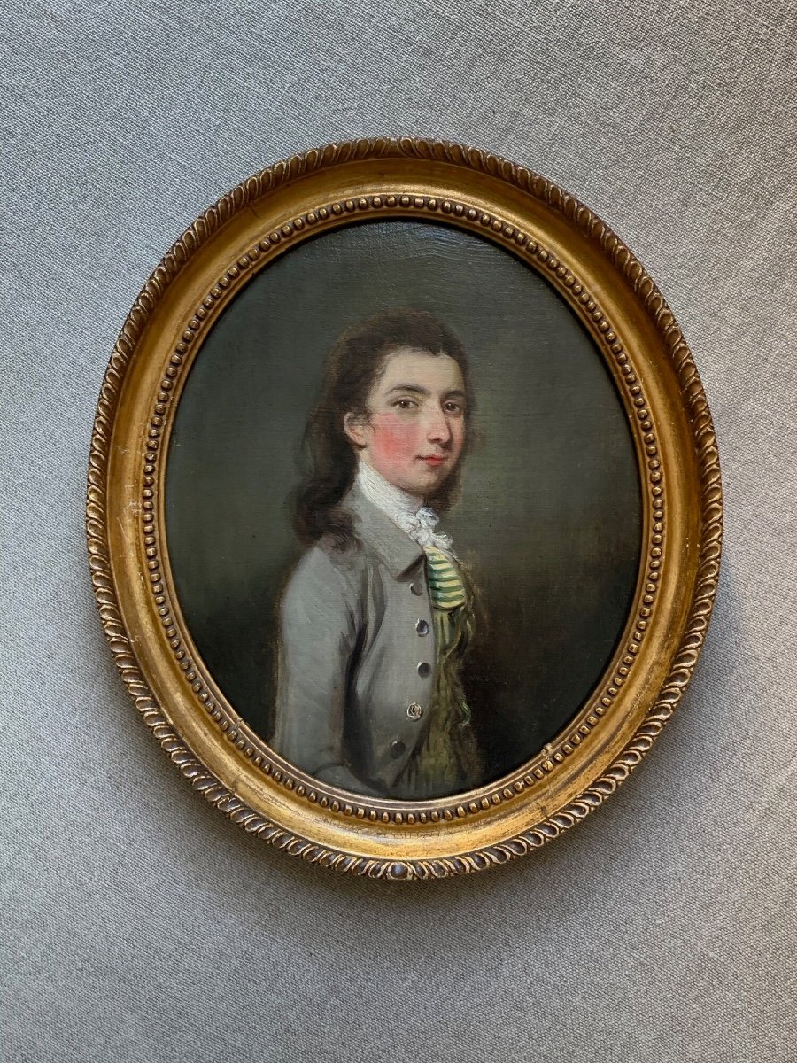 Portrait à l'Huile Du XVIIIe Siècle d'Un Jeune Homme Attribué à Thomas Hickey-photo-2