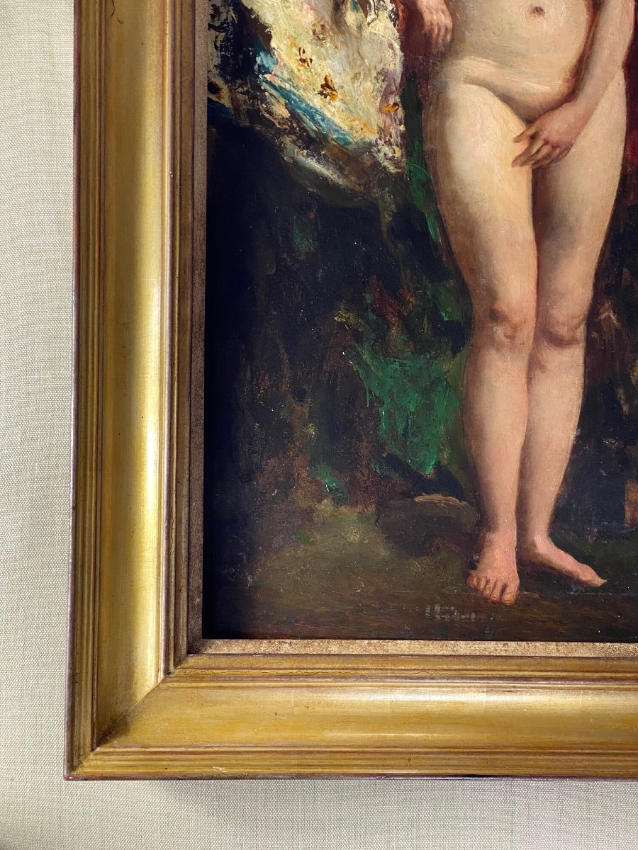 Standing Female Nude With Draping - Oil On Panel By William Etty Royal Academy-photo-5