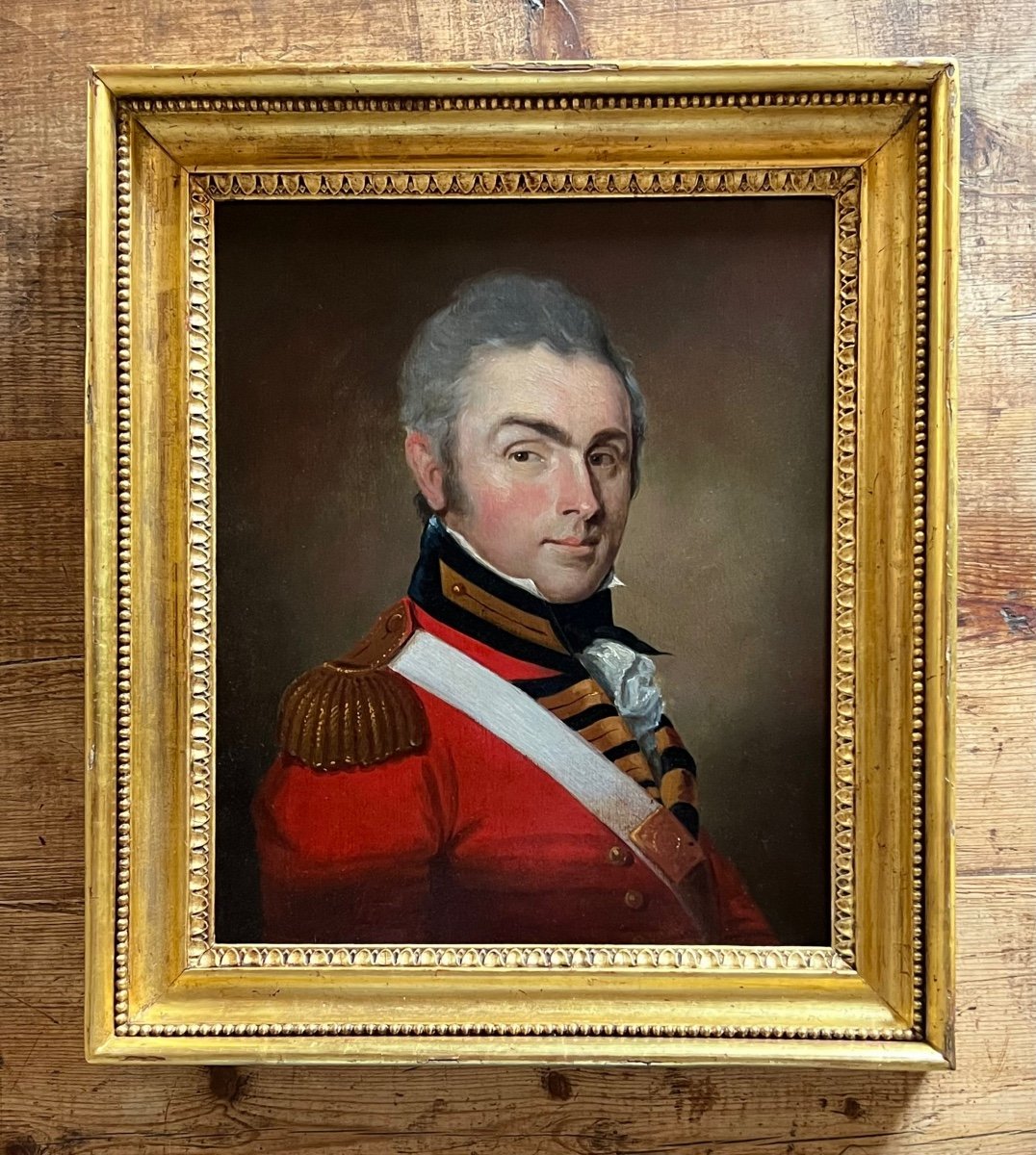 Portrait Anglais Du Début Du 19ème Siècle d'Un Officier d'Infanterie-photo-3