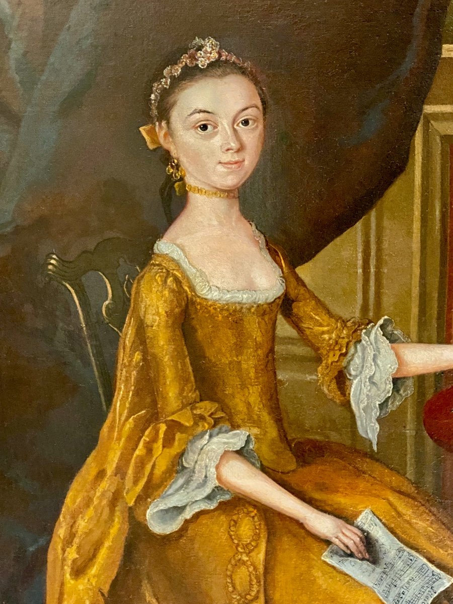 Portrait Anglais Du XVIIIe Siècle d'Une Jeune Dame Elegante - Cercle d'Arthur Devis (1712-1787)-photo-4