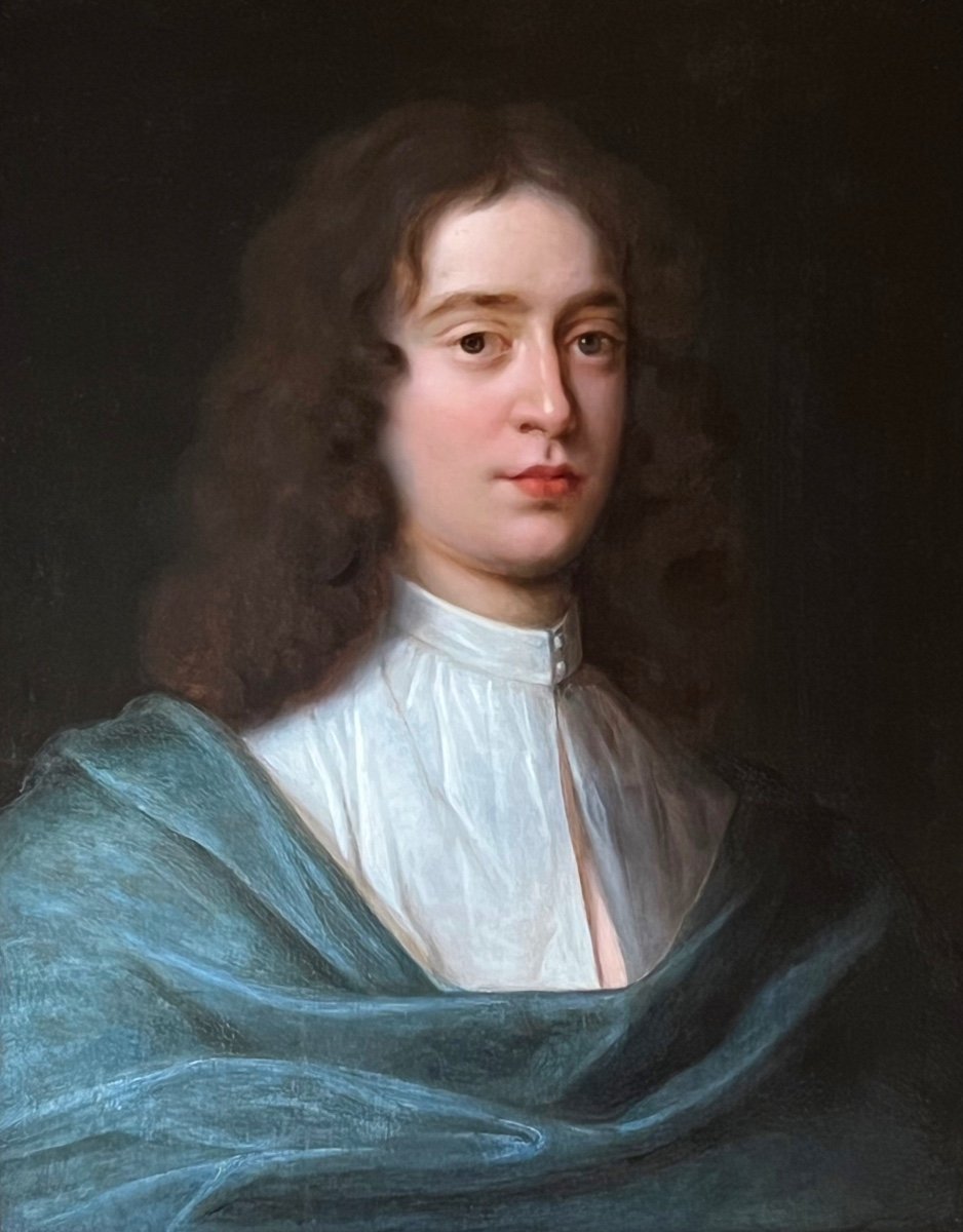 Oil On Panel From The 17th Century Portrait Of A Young Man C.1670-photo-1