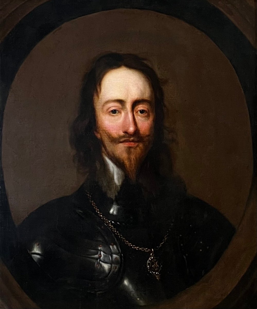 Oil On Canvas Portrait Of King Charles I-photo-2