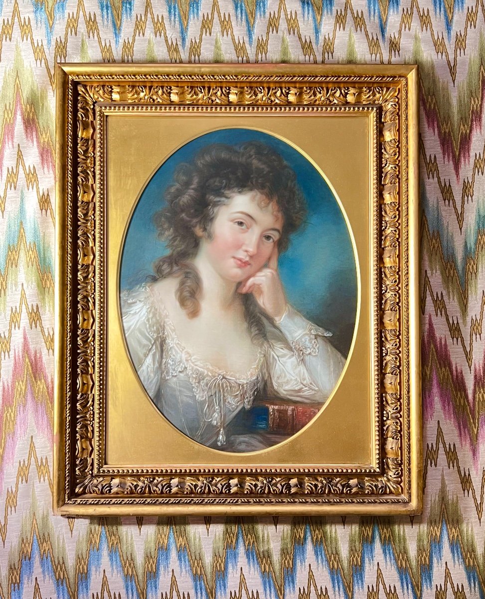 Portrait Of Miss Mary Linwood With A Book Entitled "da Vinci On Painting" By John Russell -photo-2