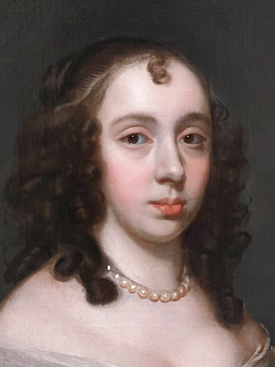 Portrait Anglais d'Une Femme Noble Du XVIIe Siècle Vers 1655 - Par John Hayls ( 1600-1679)-photo-1