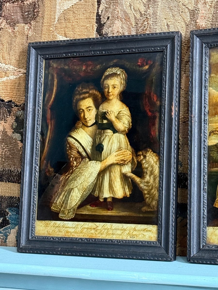 Countess Spencer And Lady Georgiana And The Bradshaw Sisters - A Pair Of Mezzotints -photo-2