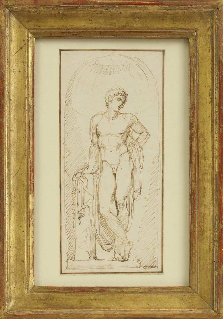 Pen And Ink Study Of Apollo - Italian School, Early 19th Century.-photo-2