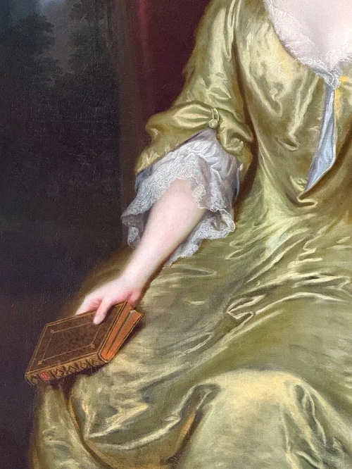 Thomas Bardwell (1704 - 1767) - Portrait Of A Lady In A Yellow Silk Dress-photo-4