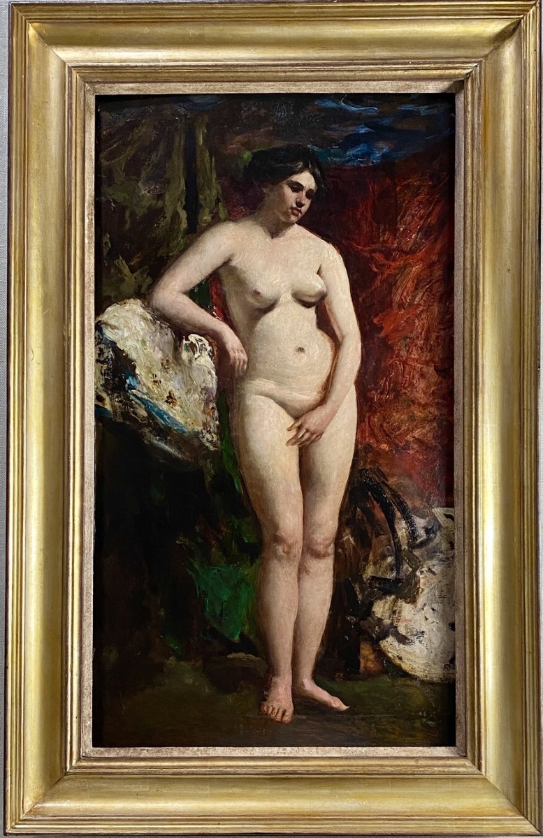 Nu Féminin Debout Avec Drapage - Huile Sur Panneau Par William Etty Royale Académie