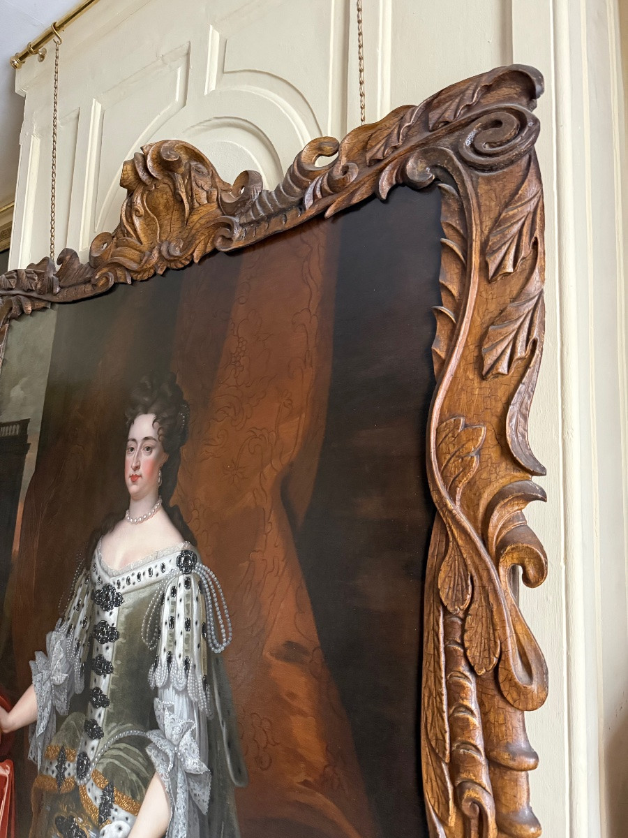 Portrait Of Queen Mary Ii, Workshop Of Sir Godfrey Kneller (1646-1723)-photo-2