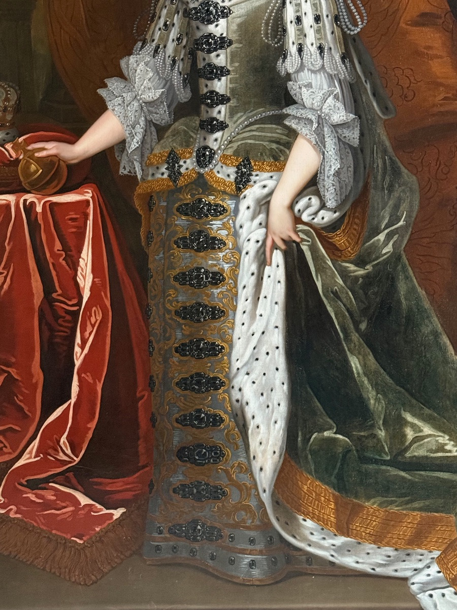 Portrait Of Queen Mary Ii, Workshop Of Sir Godfrey Kneller (1646-1723)-photo-3