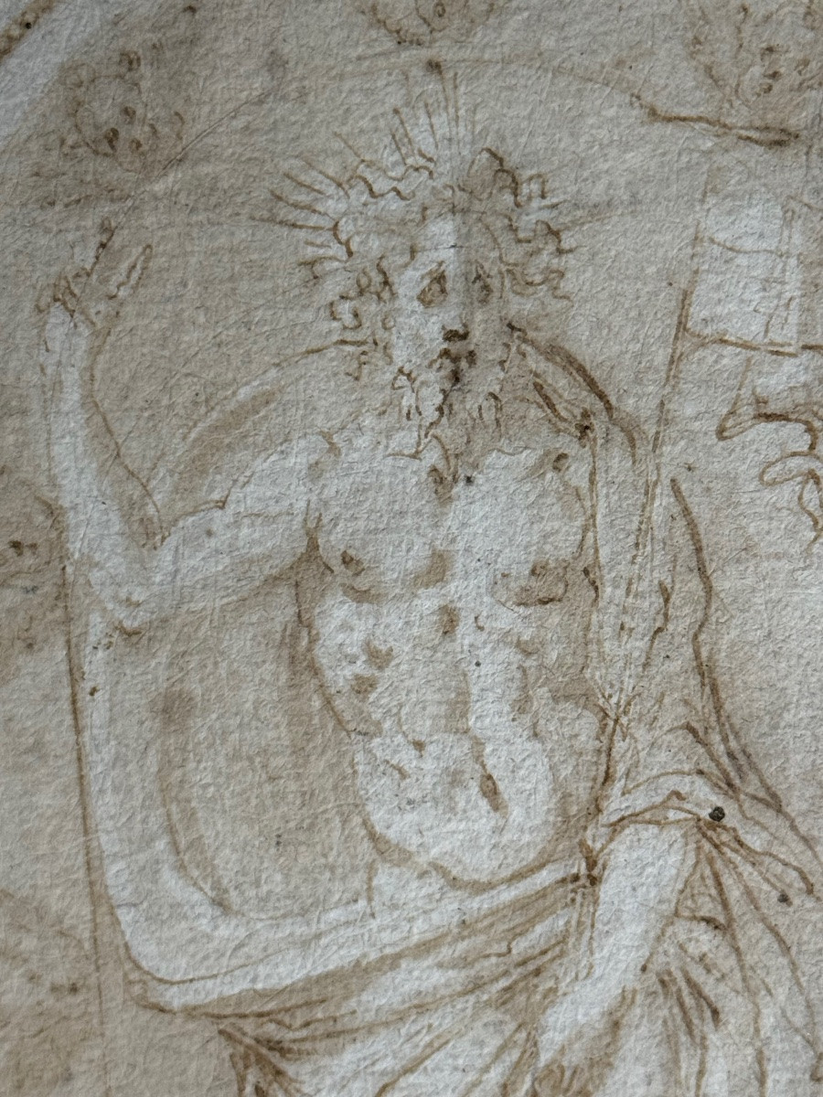 CERCLE DE F ZUCCARO / ÉCOLE TOSCANE DU MILIEU DU XVIE SIÈCLE c.1550-90 - LE CHRIST RESSUSCITÉ.-photo-4