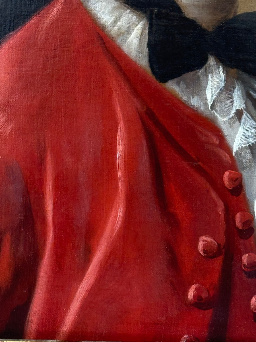 Atelier de  Jean-Baptiste van Loo (1684-1745) - Portrait d'un Homme en habit rouge -photo-4