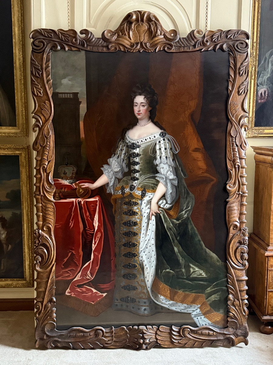 Portrait Of Queen Mary Ii, Workshop Of Sir Godfrey Kneller (1646-1723)-photo-8