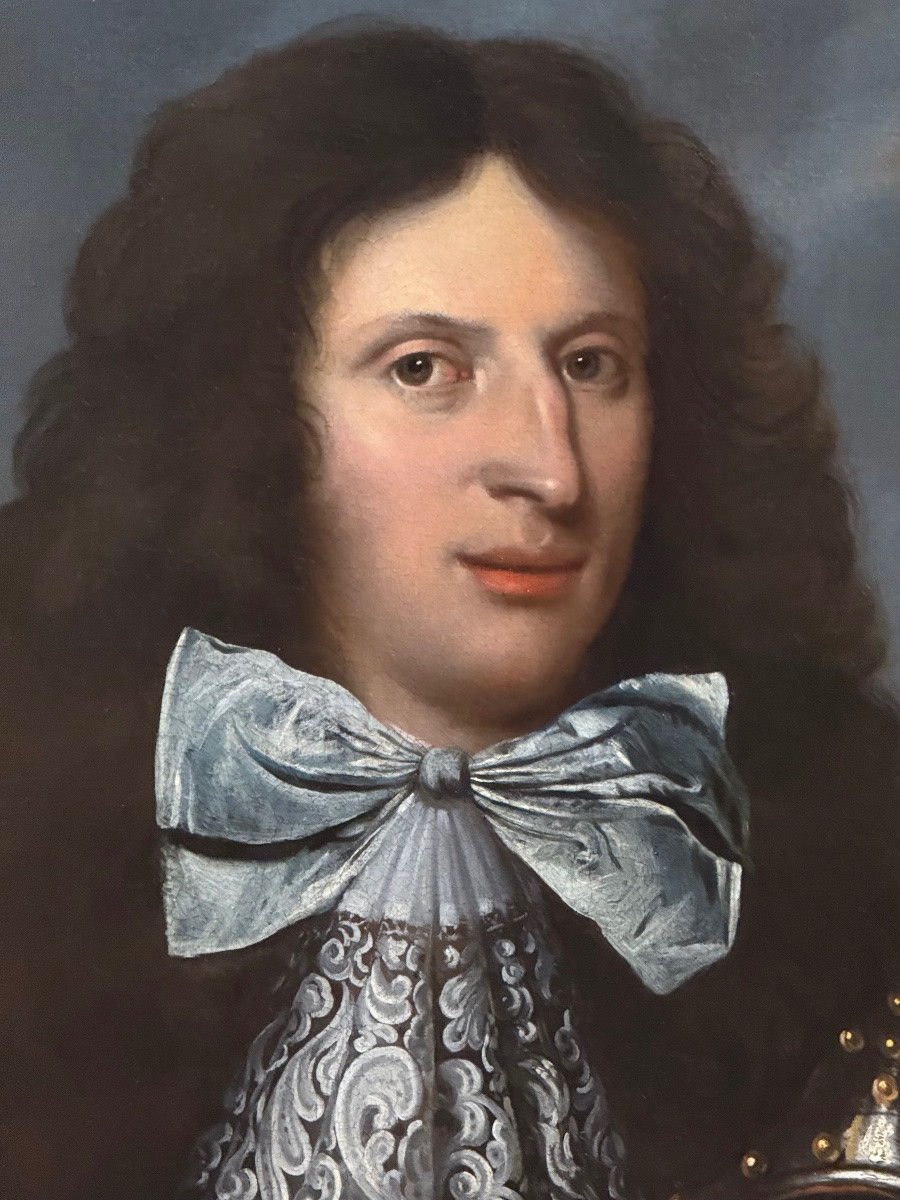 LE ROI GUILLAUME III EN ARMURE, UNE BATAILLE AU LOIN - ÉCOLE FRANÇAISE VERS 1680.-photo-3