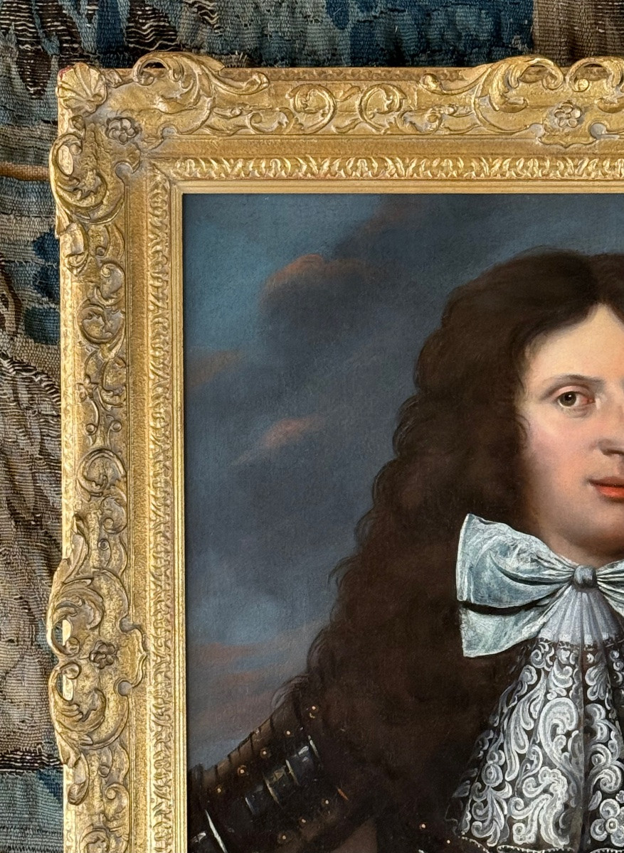 LE ROI GUILLAUME III EN ARMURE, UNE BATAILLE AU LOIN - ÉCOLE FRANÇAISE VERS 1680.-photo-3