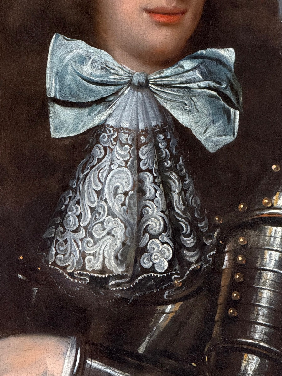 LE ROI GUILLAUME III EN ARMURE, UNE BATAILLE AU LOIN - ÉCOLE FRANÇAISE VERS 1680.-photo-5
