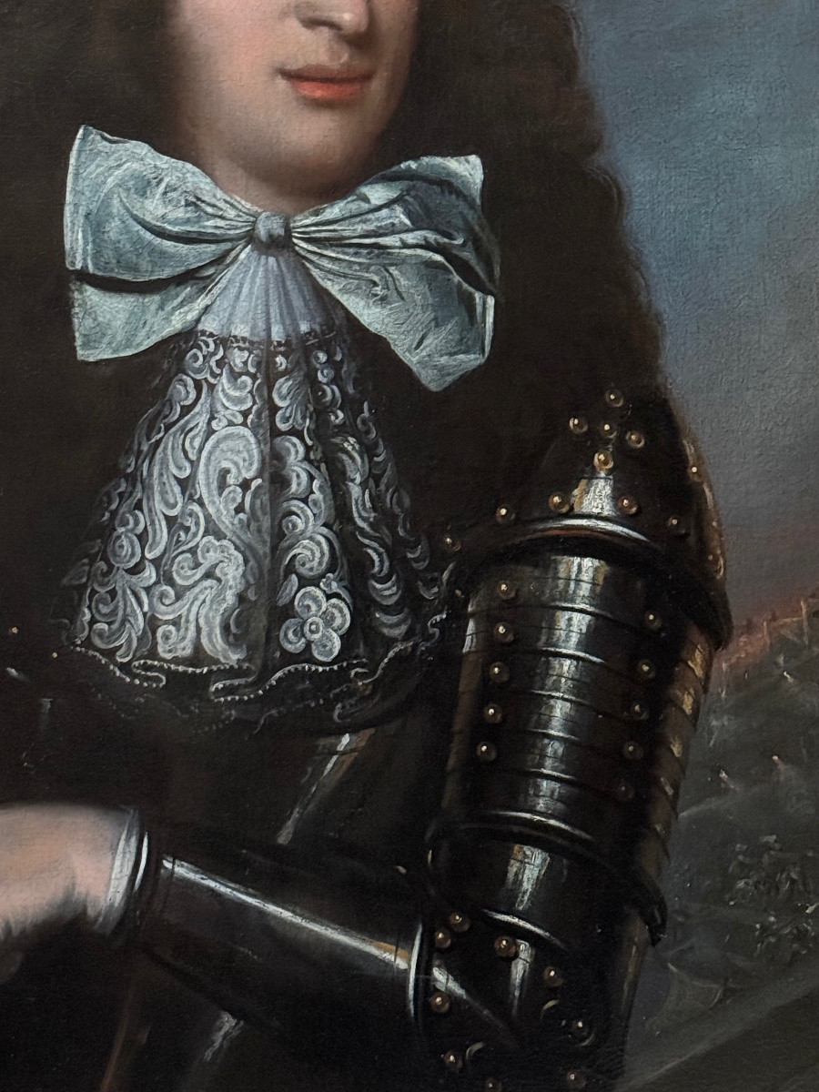 LE ROI GUILLAUME III EN ARMURE, UNE BATAILLE AU LOIN - ÉCOLE FRANÇAISE VERS 1680.-photo-7