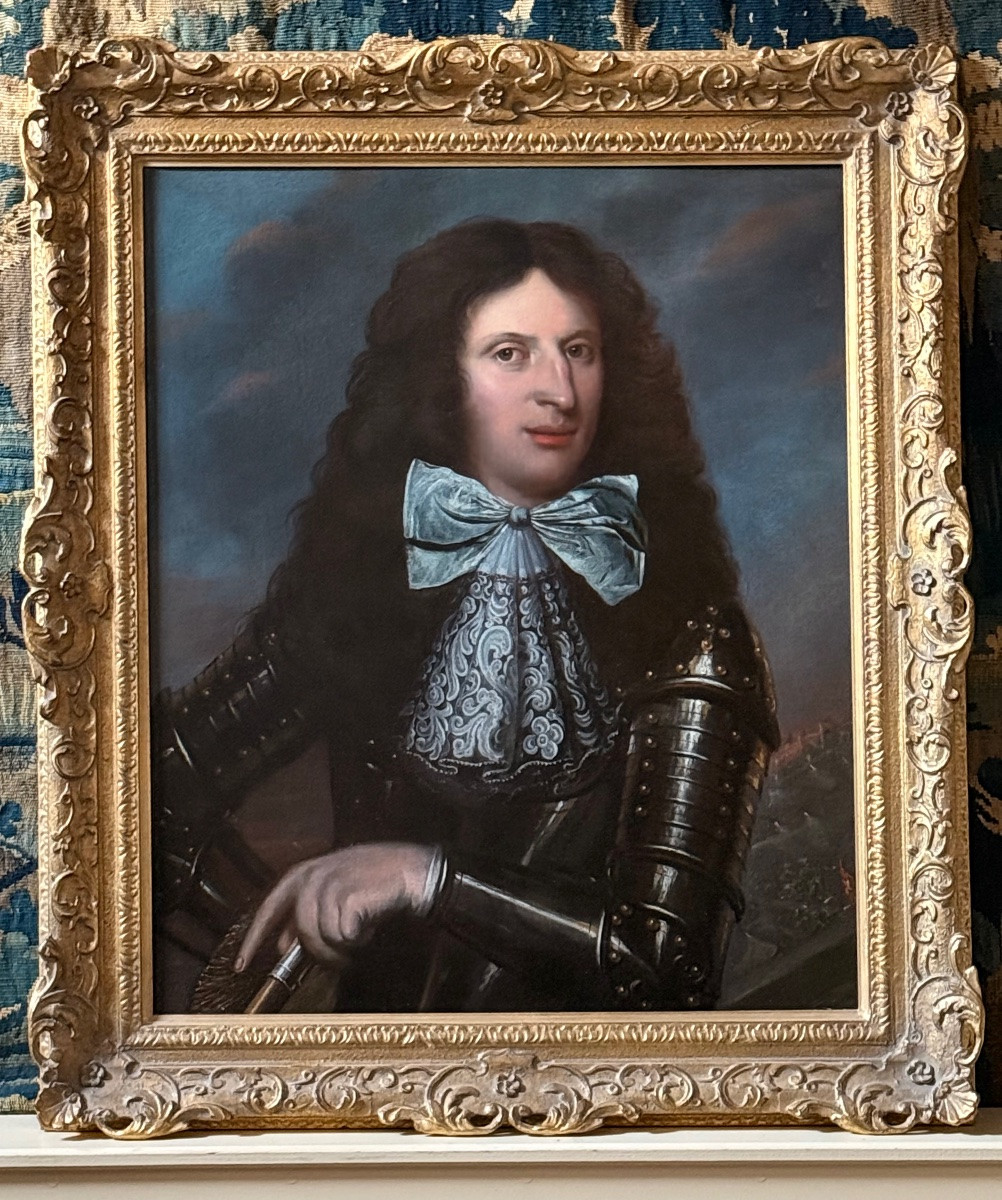 LE ROI GUILLAUME III EN ARMURE, UNE BATAILLE AU LOIN - ÉCOLE FRANÇAISE VERS 1680.-photo-8