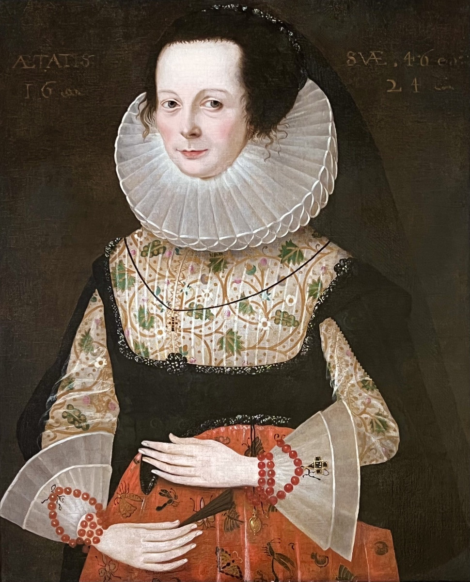 17th Century English School - Portrait Of A Lady Dated 1624.-photo-2