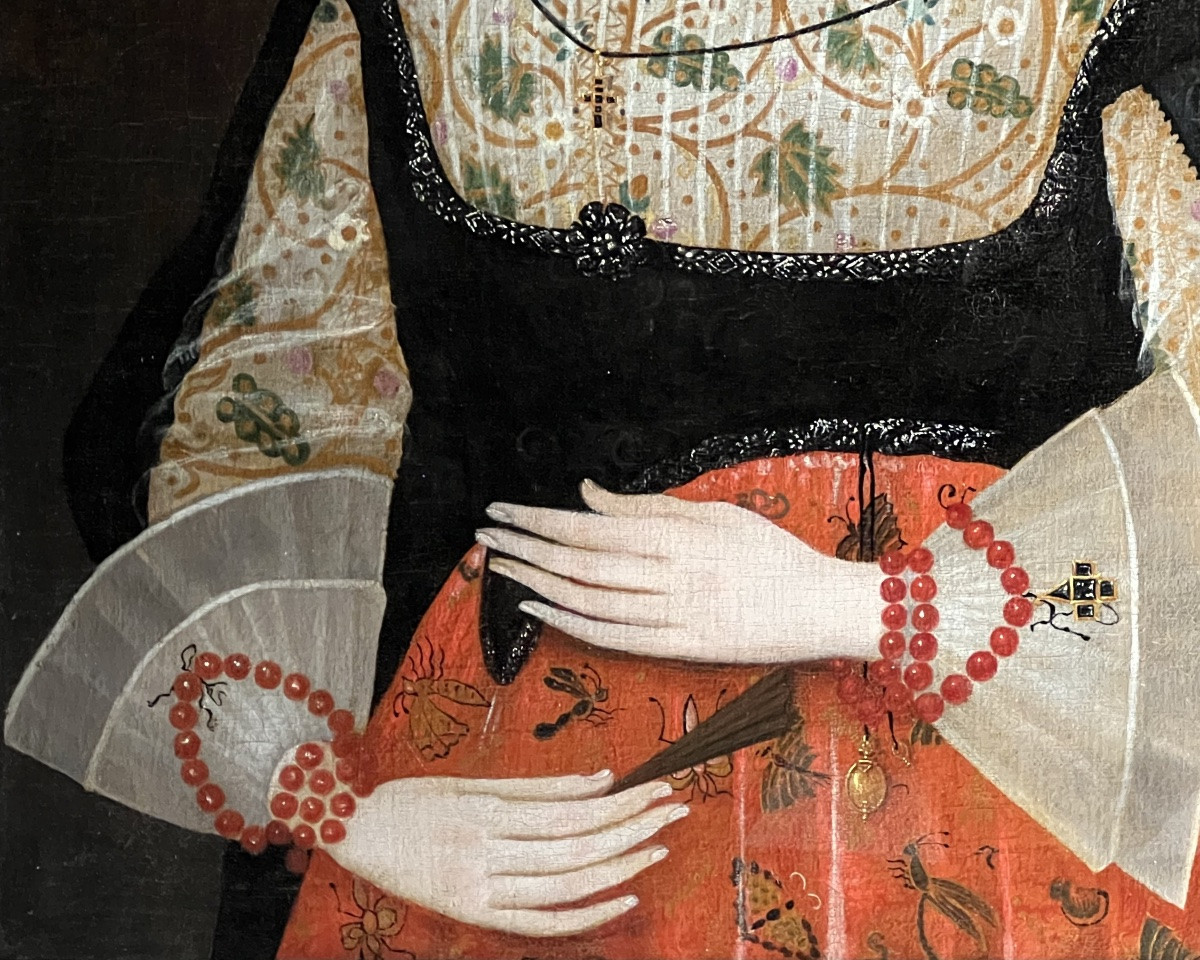 17th Century English School - Portrait Of A Lady Dated 1624.-photo-4