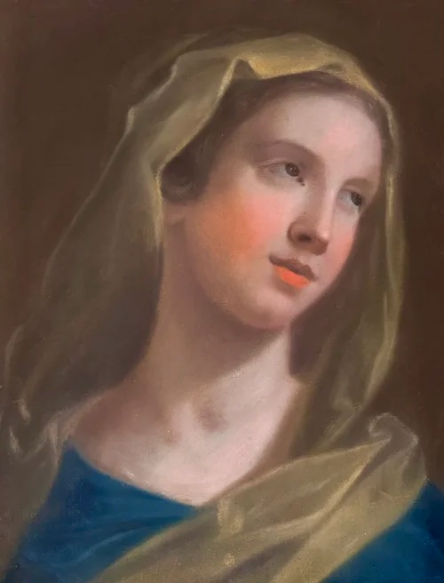 Pastel Painting Of The Virgin Mary, Roman School Of The 18th Century - Circle Of Benedetto Luti-photo-3