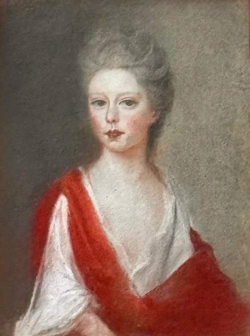 HENRIETTA DE BEAULIEU DERING JOHNSTON (1674-1729) - PORTRAIT AU PASTEL D'UNE DAME, DÉBUT DU XVI-photo-2