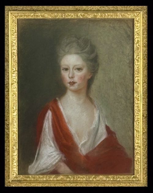 HENRIETTA DE BEAULIEU DERING JOHNSTON (1674-1729) - PORTRAIT AU PASTEL D'UNE DAME, DÉBUT DU XVI