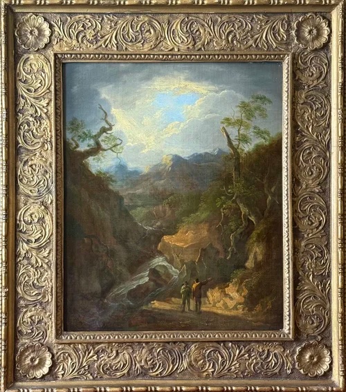 BENJAMIN BARKER DE BATH (1776 - 1838) - UN PAYSAGE MONTAGNEUX AVEC DES FIGURINES.-photo-3