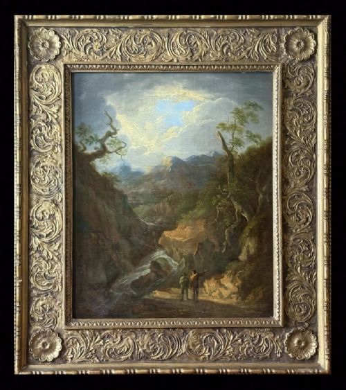 BENJAMIN BARKER DE BATH (1776 - 1838) - UN PAYSAGE MONTAGNEUX AVEC DES FIGURINES.