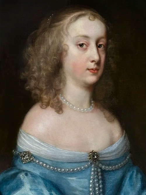 Circle Of Sir Peter Lely (1618-1680) - Portrait Of A Beauty In A Blue Silk Dress C.1665.-photo-2