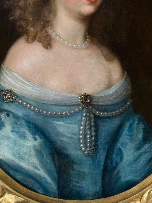 Circle Of Sir Peter Lely (1618-1680) - Portrait Of A Beauty In A Blue Silk Dress C.1665.-photo-4