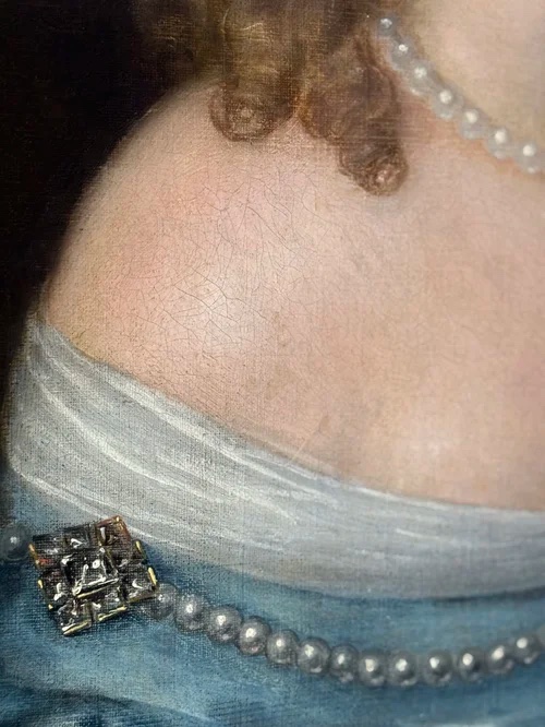 Circle Of Sir Peter Lely (1618-1680) - Portrait Of A Beauty In A Blue Silk Dress C.1665.-photo-3