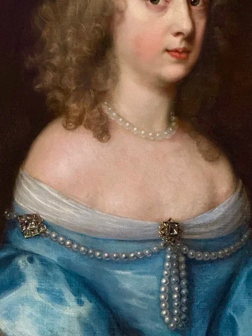 Circle Of Sir Peter Lely (1618-1680) - Portrait Of A Beauty In A Blue Silk Dress C.1665.-photo-4