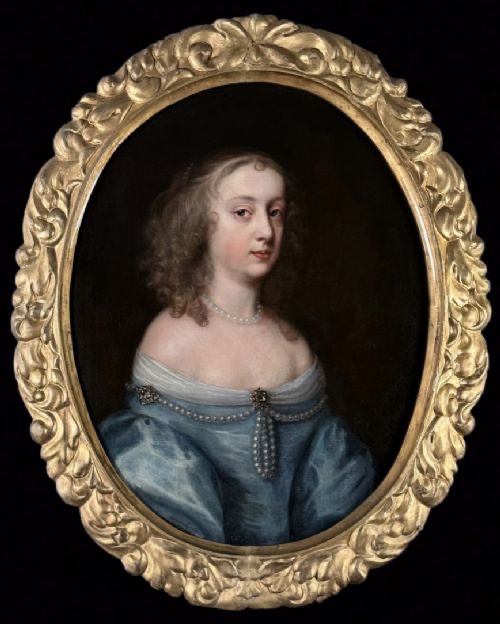 Circle Of Sir Peter Lely (1618-1680) - Portrait Of A Beauty In A Blue Silk Dress C.1665.