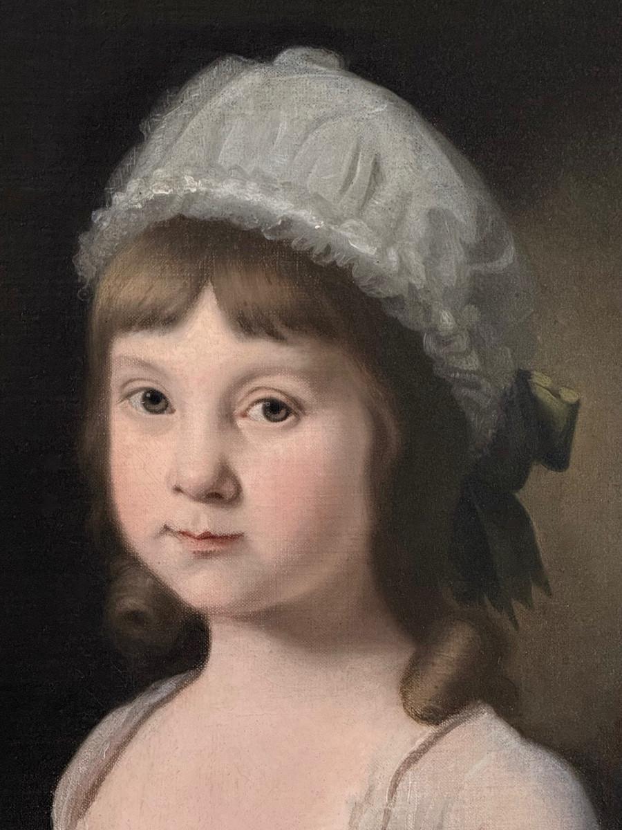 CERCLE DE JOSHUA REYNOLDS PRA (1723-1792) - PORTRAIT D'UNE JEUNE FILLE.-photo-3