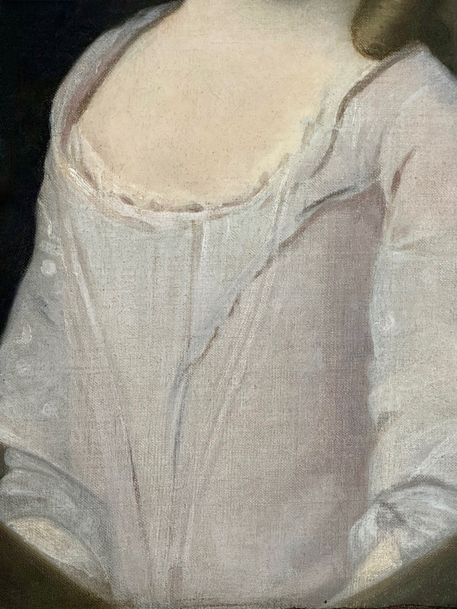 CERCLE DE JOSHUA REYNOLDS PRA (1723-1792) - PORTRAIT D'UNE JEUNE FILLE.-photo-4