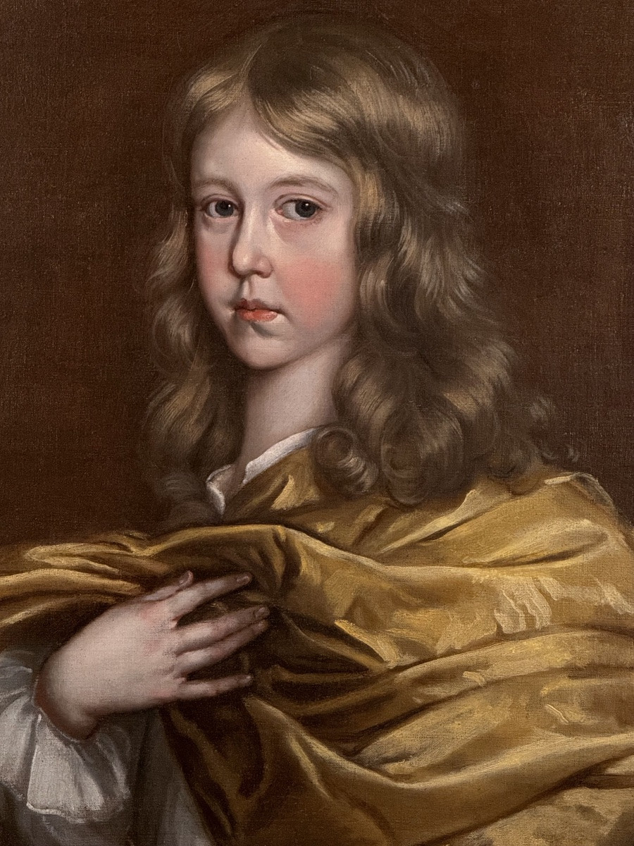 ÉCOLE ANGLAISE DU XVIIE SIÈCLE - UN GARÇON AVEC DES DRAPÉS JAUNES-photo-3