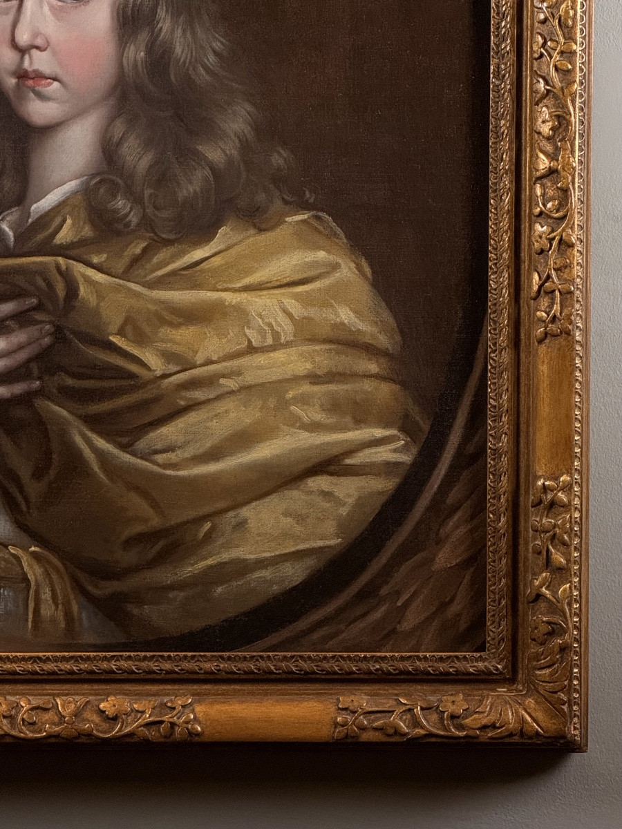 ÉCOLE ANGLAISE DU XVIIE SIÈCLE - UN GARÇON AVEC DES DRAPÉS JAUNES-photo-4