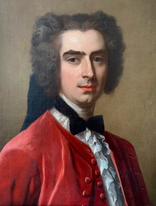 Circle Of Jean-baptiste  Van Loo (1684-1745) - Portrait Of A Gentleman In A Red Jacket-photo-2