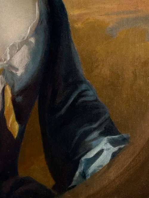 CHARLES JERVAS (1675-1739) – PORTRAIT D'UNE BELLE FEMME RN ROBE BLEUE-photo-1