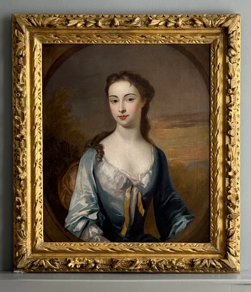 CHARLES JERVAS (1675-1739) – PORTRAIT D'UNE BELLE FEMME RN ROBE BLEUE-photo-7